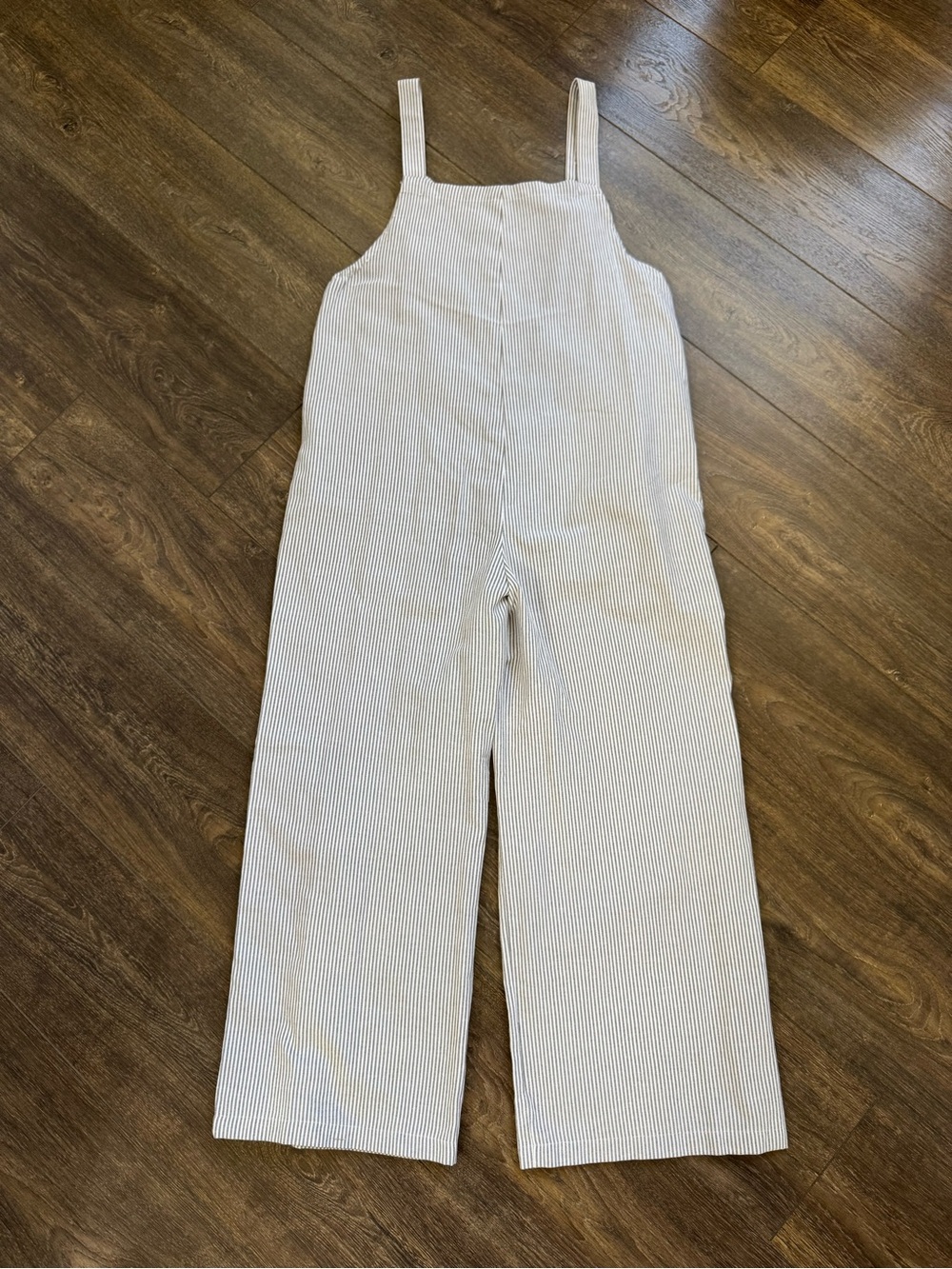 Pretty Garden Blue White Striped Cropped Wide Leg Overall Jumpsuit Cotton Size M - Picture 10 of 12